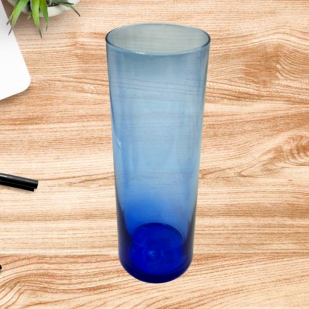 Libbey ~ Tall Blue Glass Vase